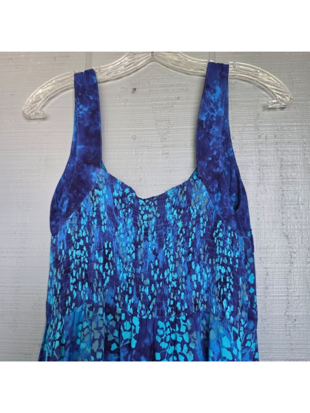 Maggie B. Blue Maxi Dress Sleeveless Empire Waist Floral Tropical Resort. Size M - Picture 4 of 6